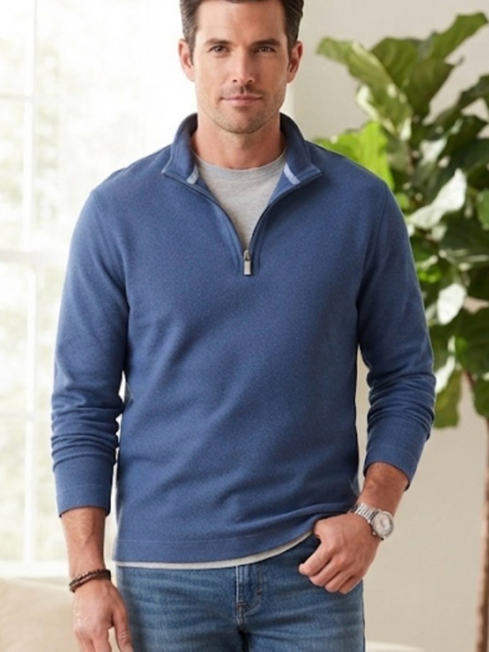 Geoffrey Beene Classic Blue Quarter-Zip Pullover